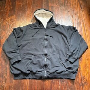 KingSize Hoodie Mens 5XL Black Big Thermal Lined Full Zip Sweatshirt Vintage Y2K